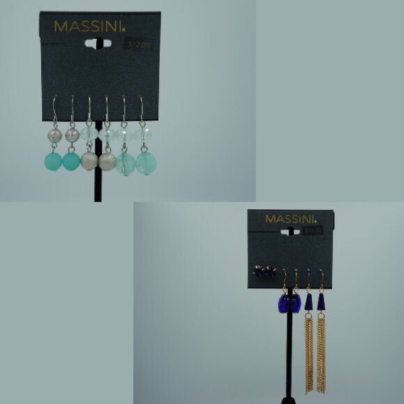 Massini Collection Earring Mega Set – 6 Pairs | Gold & Blue Tones | Affordable - Picture 1 of 9